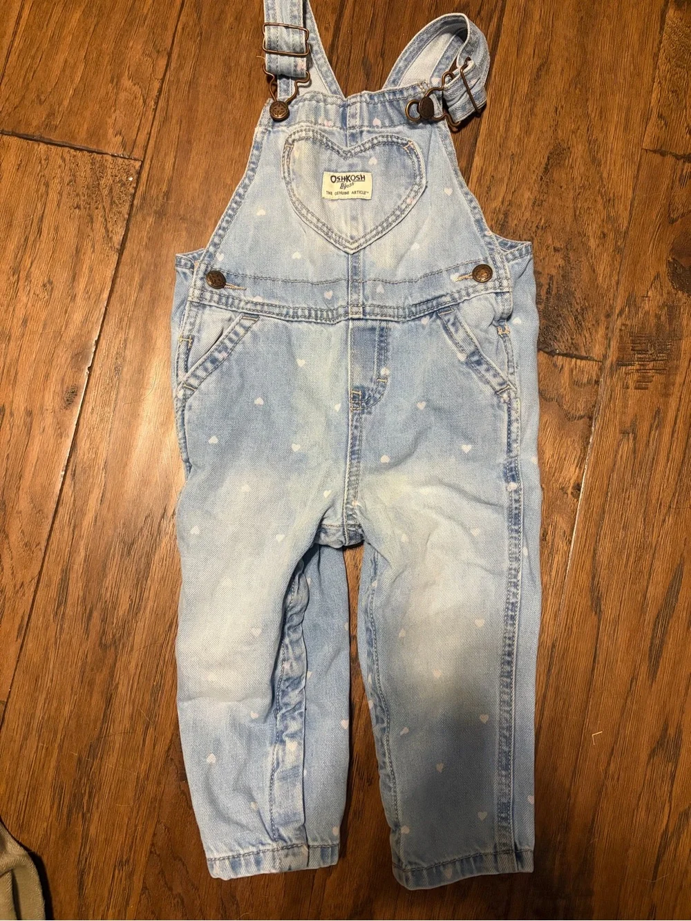 OshKosh B'gosh Light Blue Denim Heart Pocket Overalls